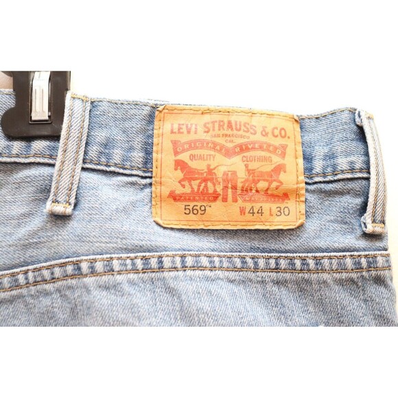 Levis Mens Jeans 569 Loose Fit Straight Leg Blue Denim Pants 44x30 (Fits 46x25) - Picture 4 of 8